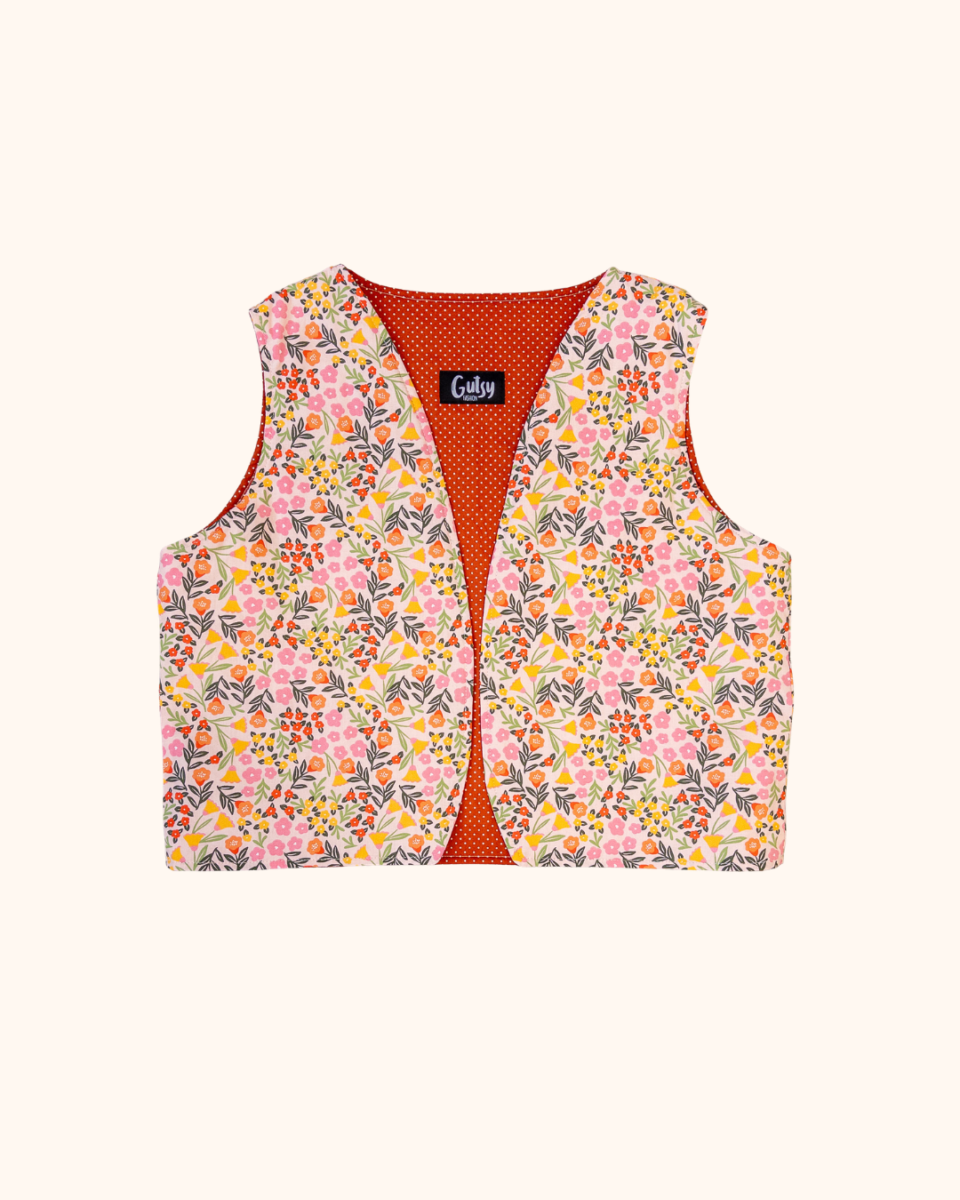 Gilet | Roze bloemenveld