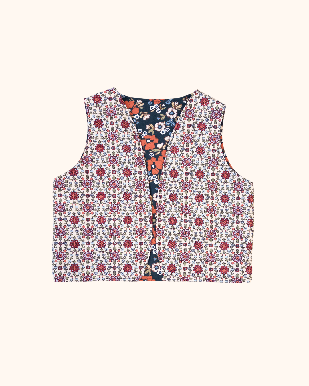 Gilet | Bloemen navy