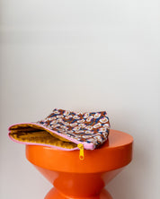 Projectbag/toilettas midi | Bloemen bruin