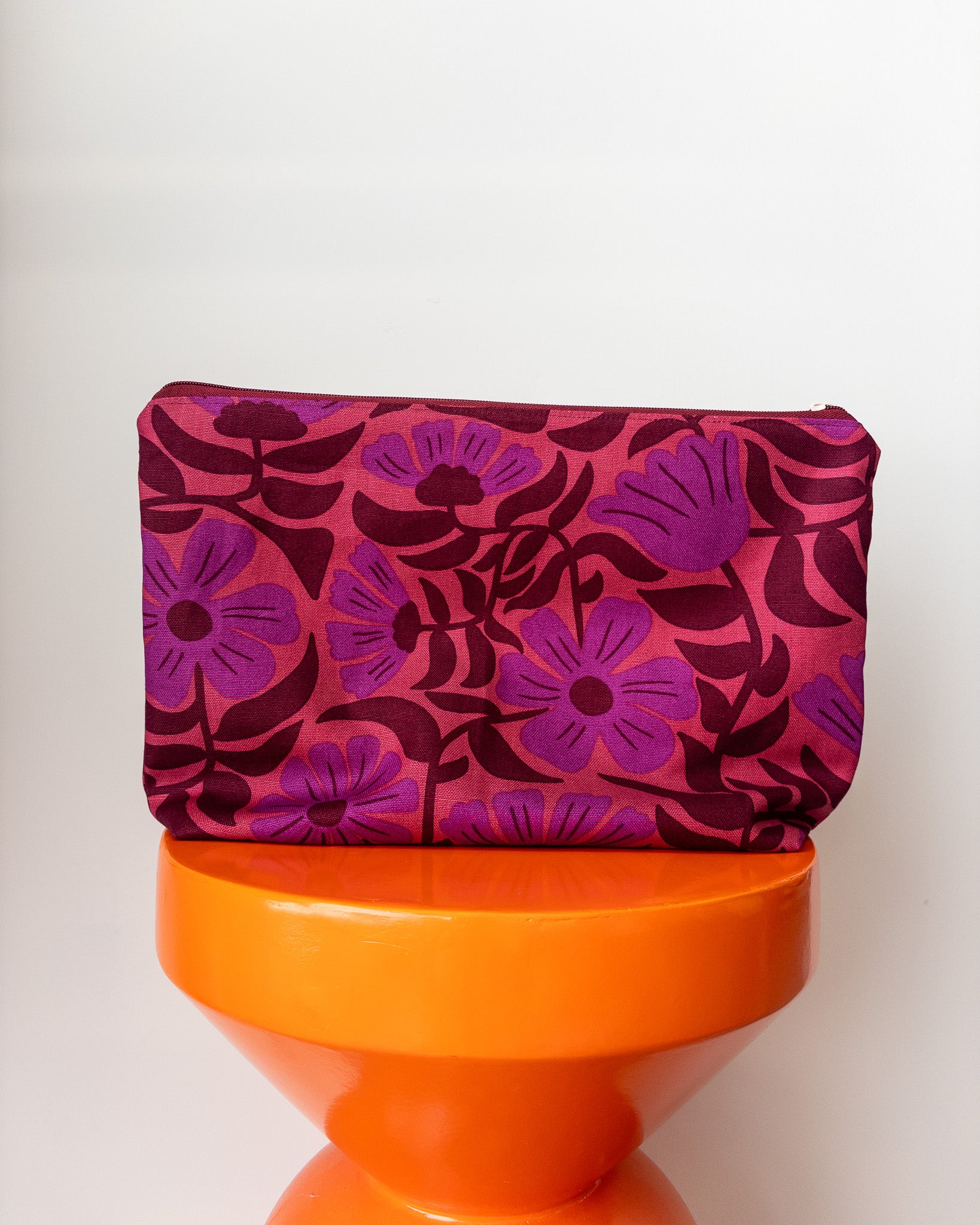Projectbag XL met vakken | Bordeaux flowers