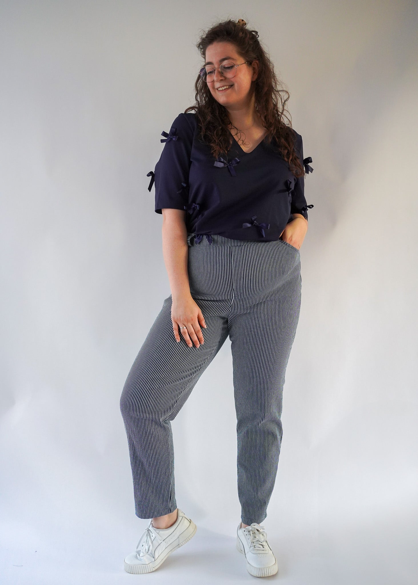 Mom jeans Mae | donker streep