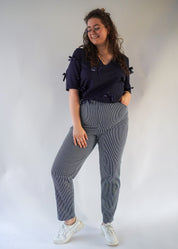 Mom jeans Mae | donker streep