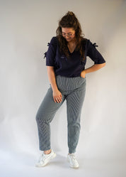 Mom jeans Mae | donker streep