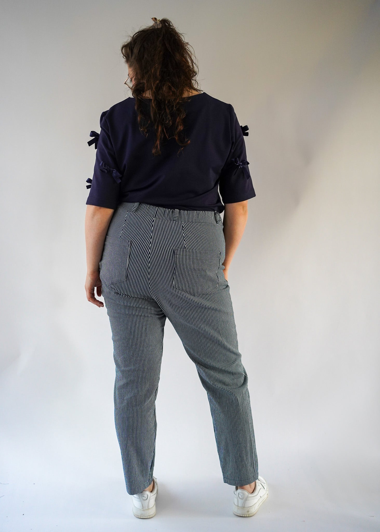 Mom jeans Mae | donker streep