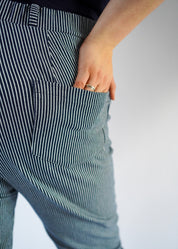 Mom jeans Mae | donker streep