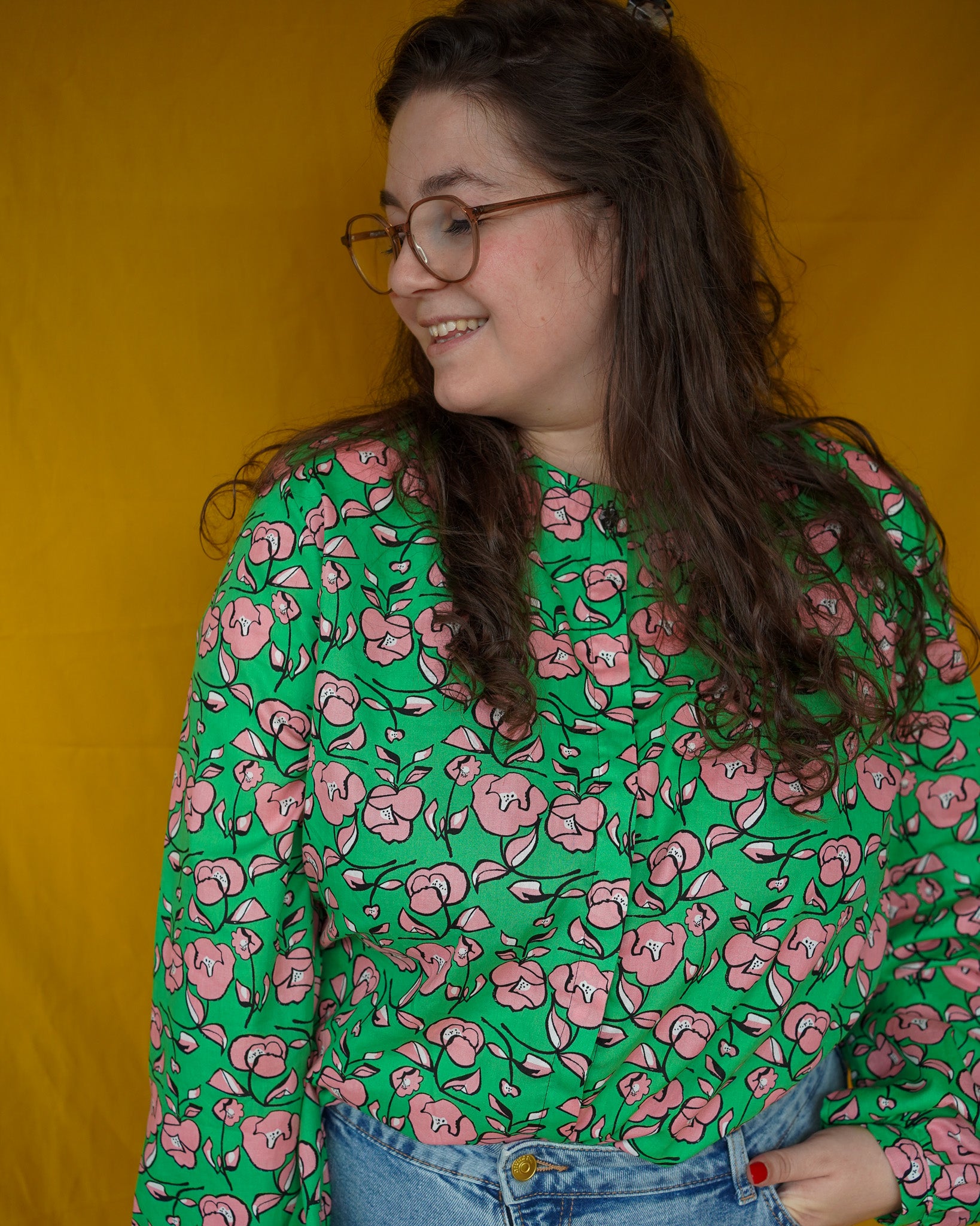 Rientje green/pink blouse