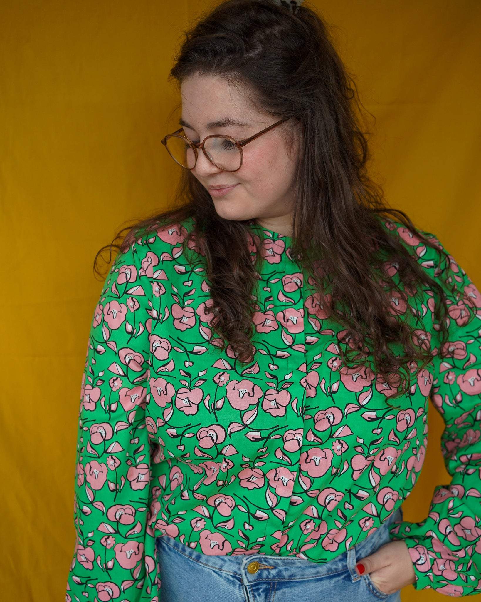 Rientje green/pink blouse