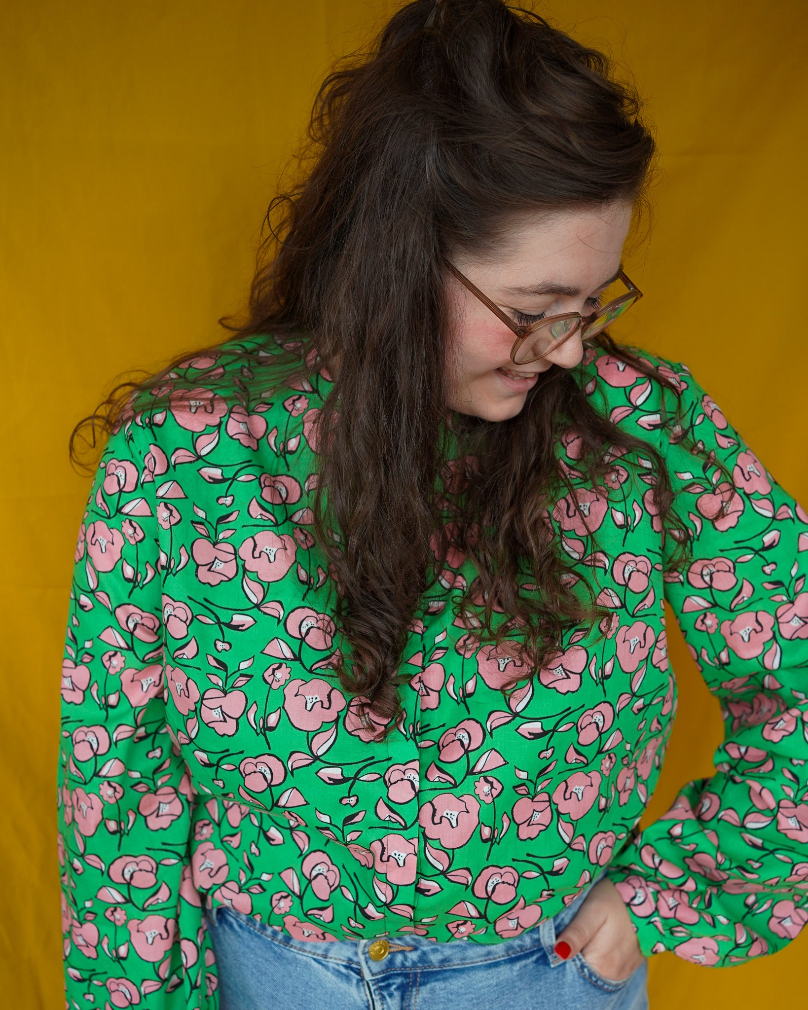 Rientje green/pink blouse