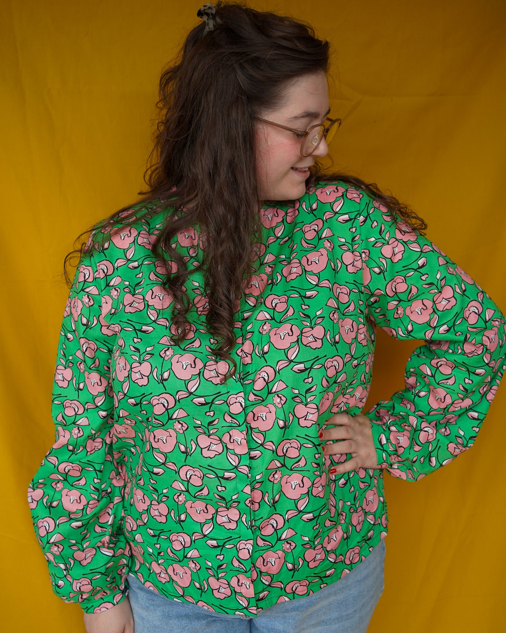 Rientje green/pink blouse