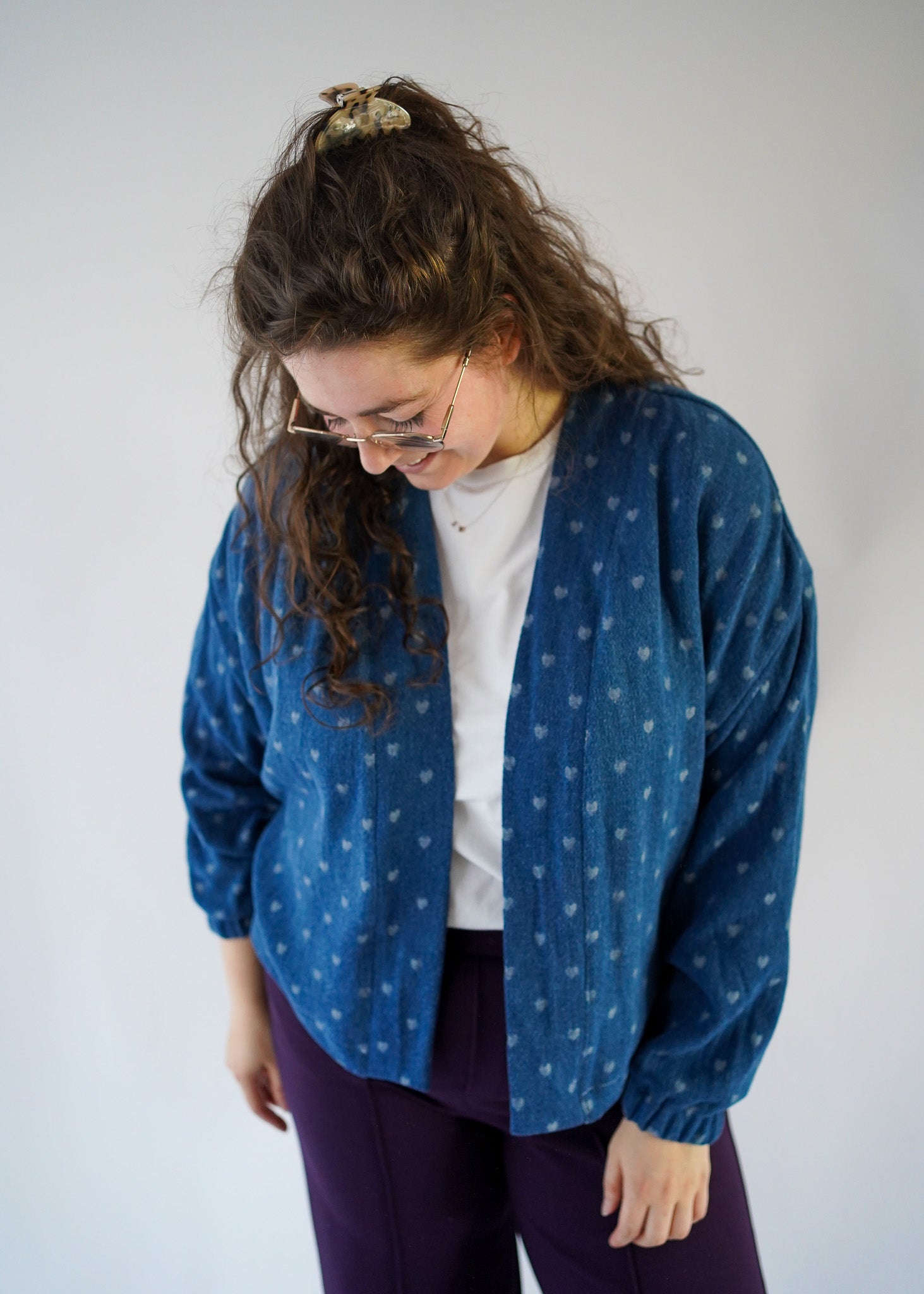 Miep vest | Denim hartjes