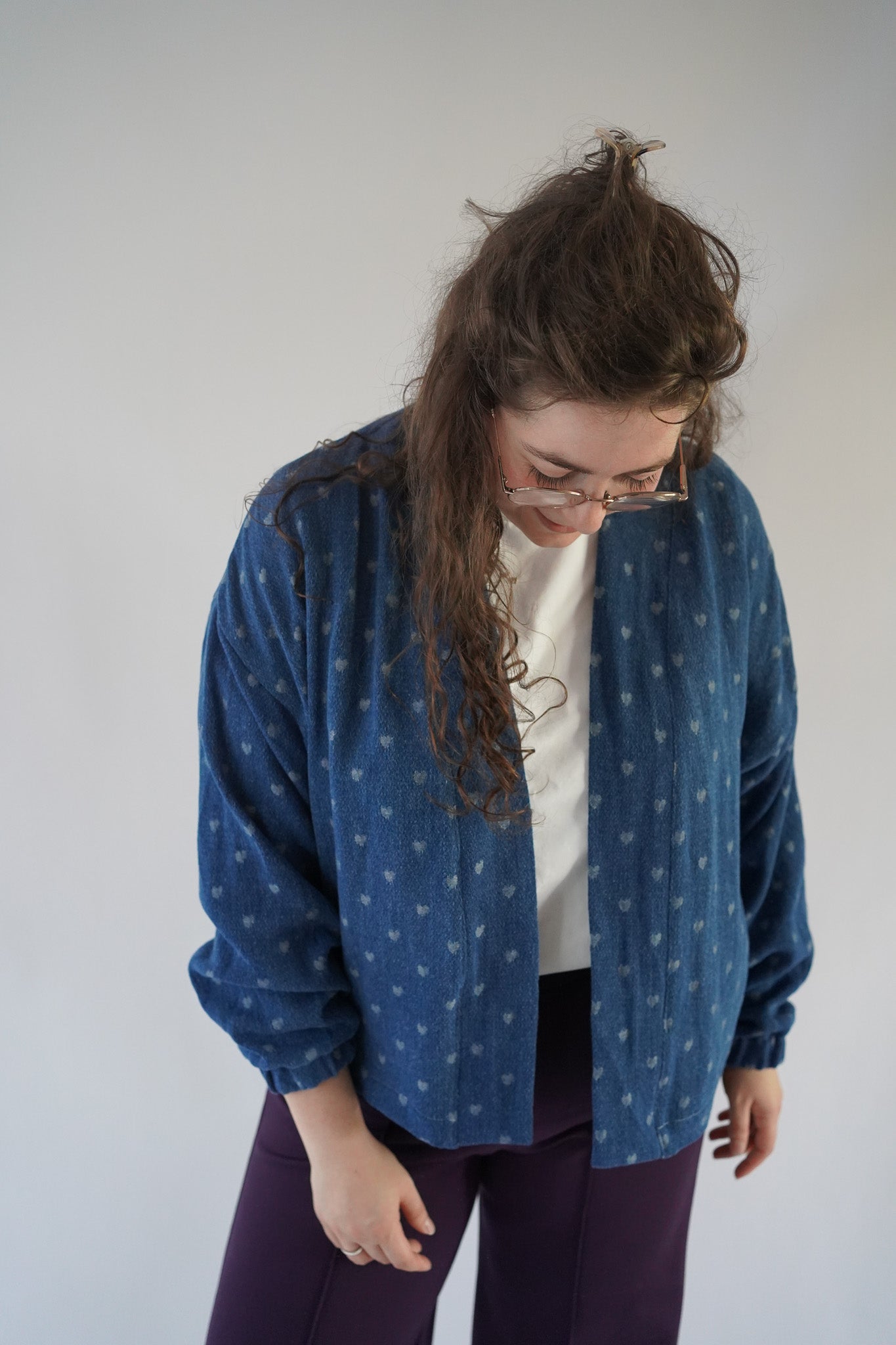 Miep vest | Denim hartjes