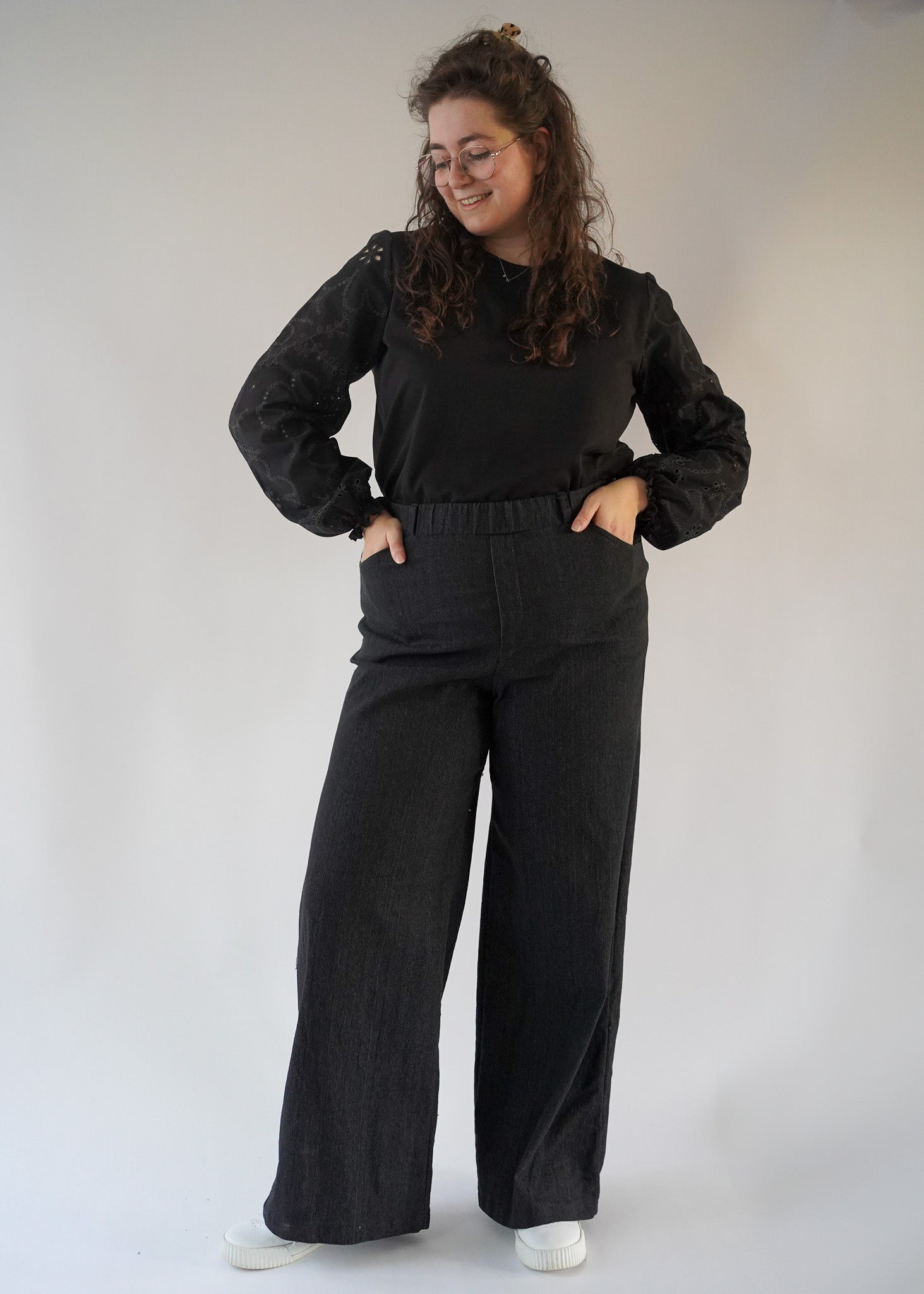 Jeans wide leg Jane | Black denim