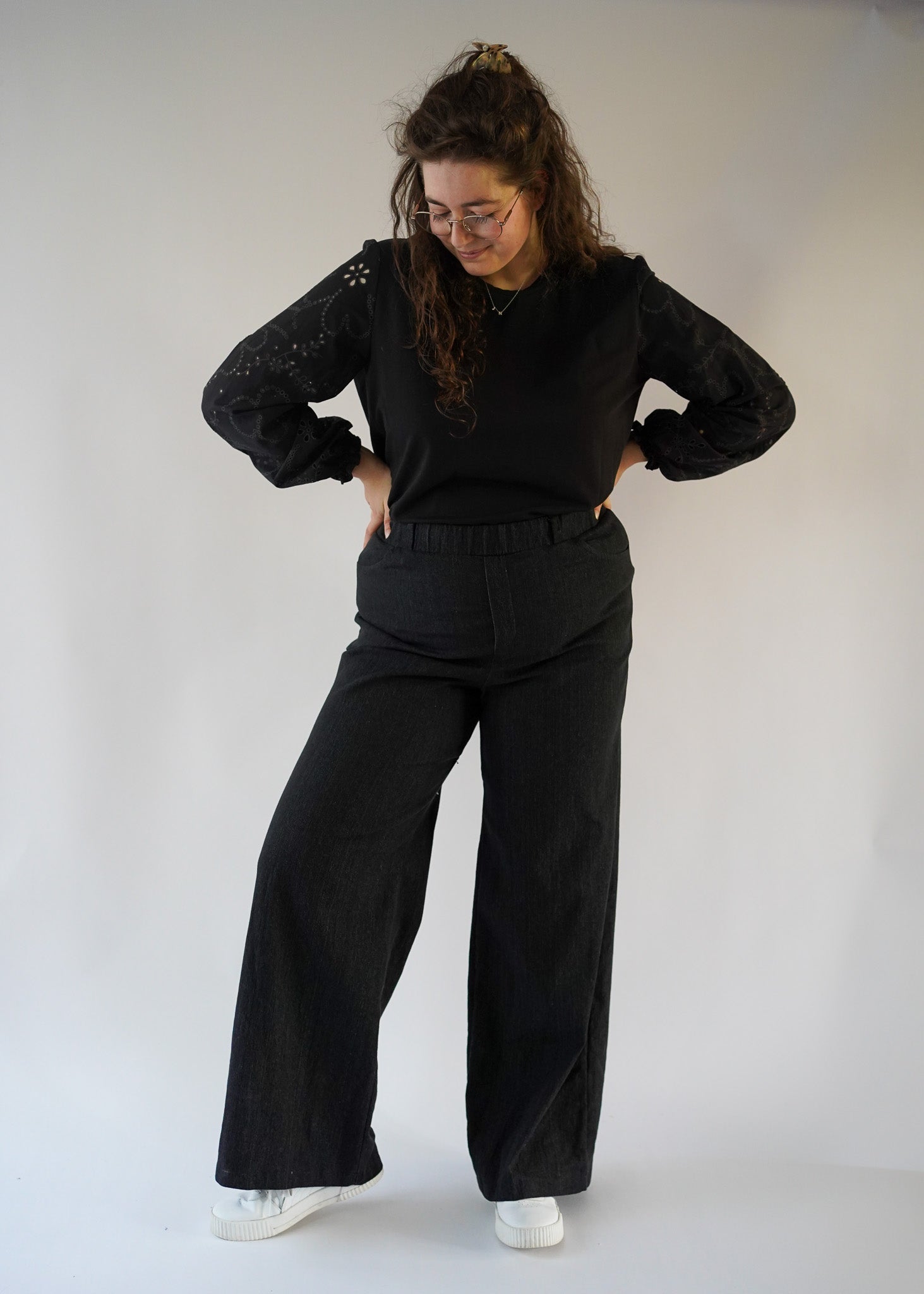 Jeans wide leg Jane | Black denim