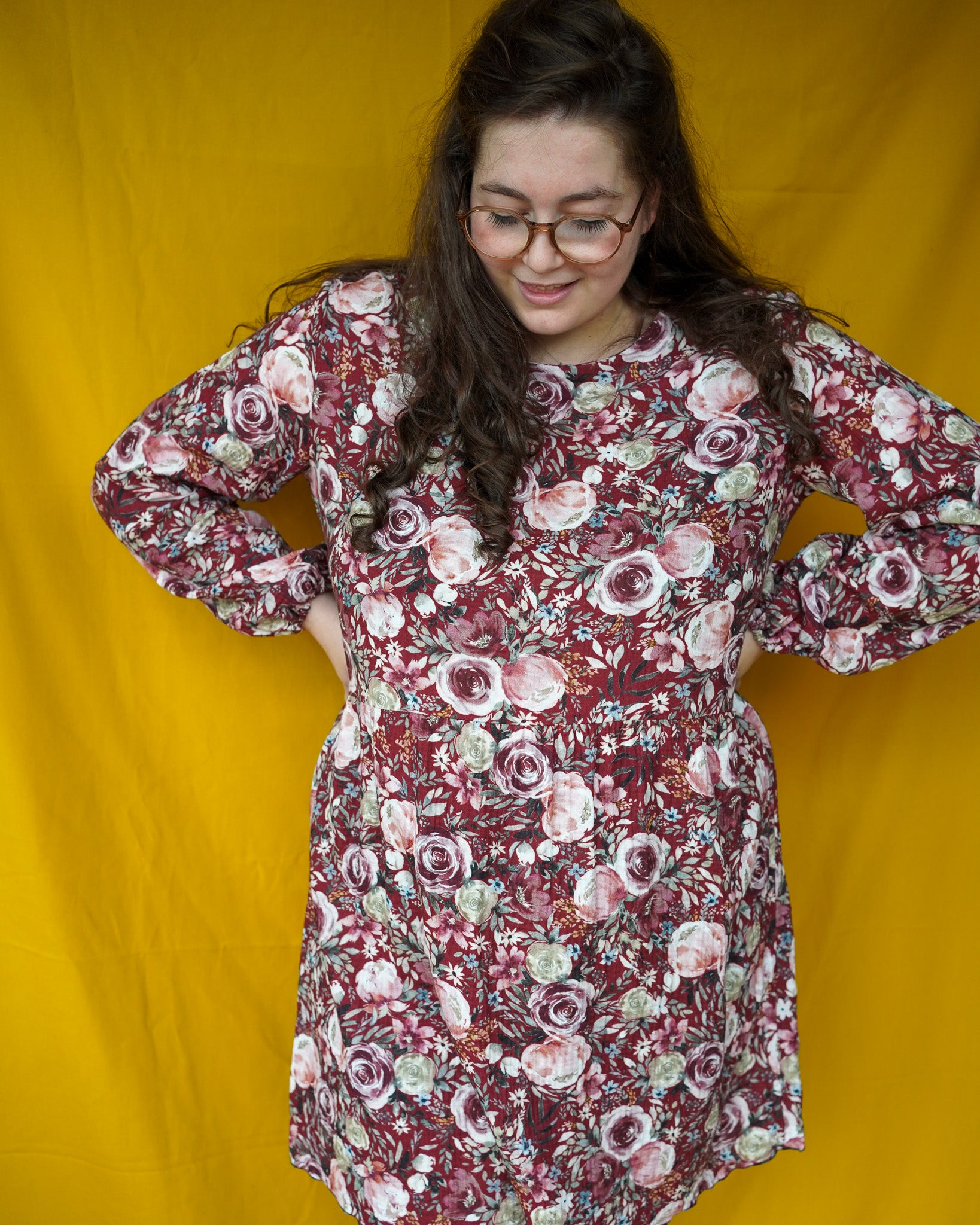 Fay (bordeaux flowers) dress