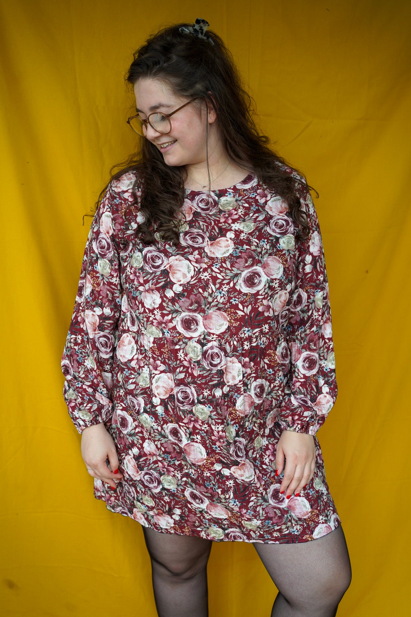 Fay (bordeaux flowers) dress