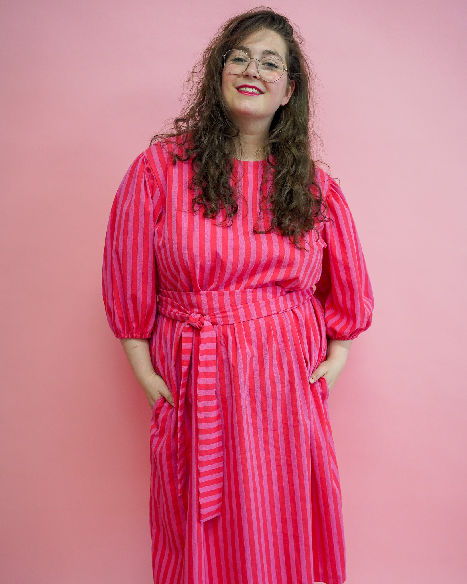 Jurk Fleur | Rood/roze streep