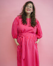 Jurk Fleur | Rood/roze streep