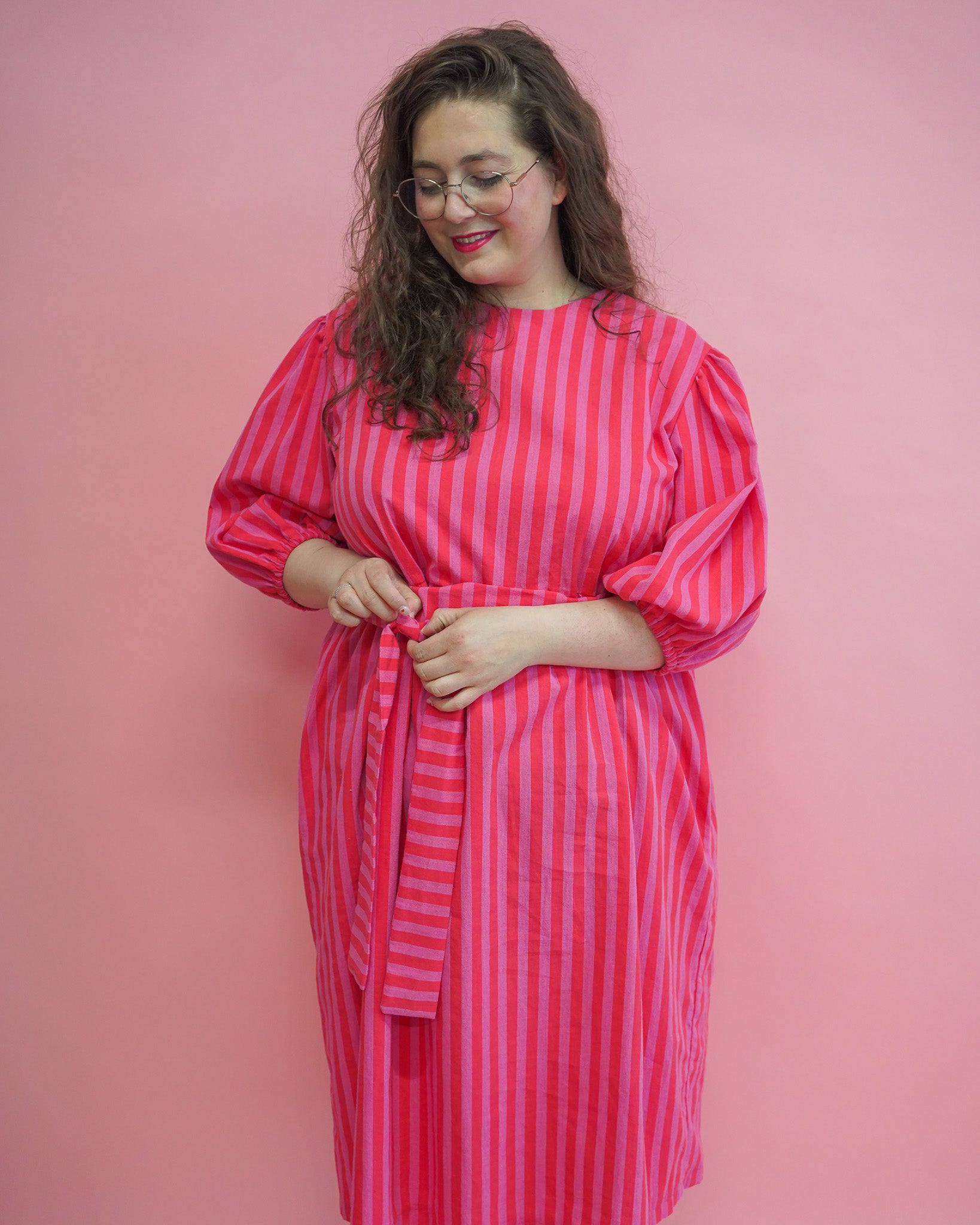 Jurk Fleur | Rood/roze streep