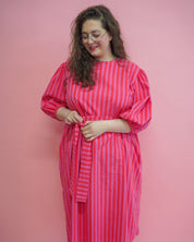 Jurk Fleur | Rood/roze streep