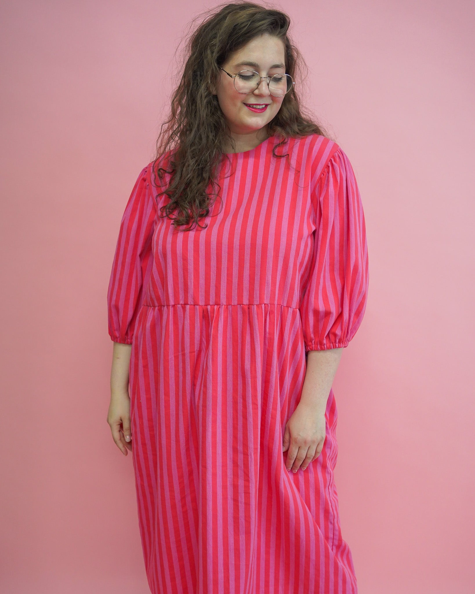 Jurk Fleur | Rood/roze streep