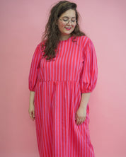 Jurk Fleur | Rood/roze streep