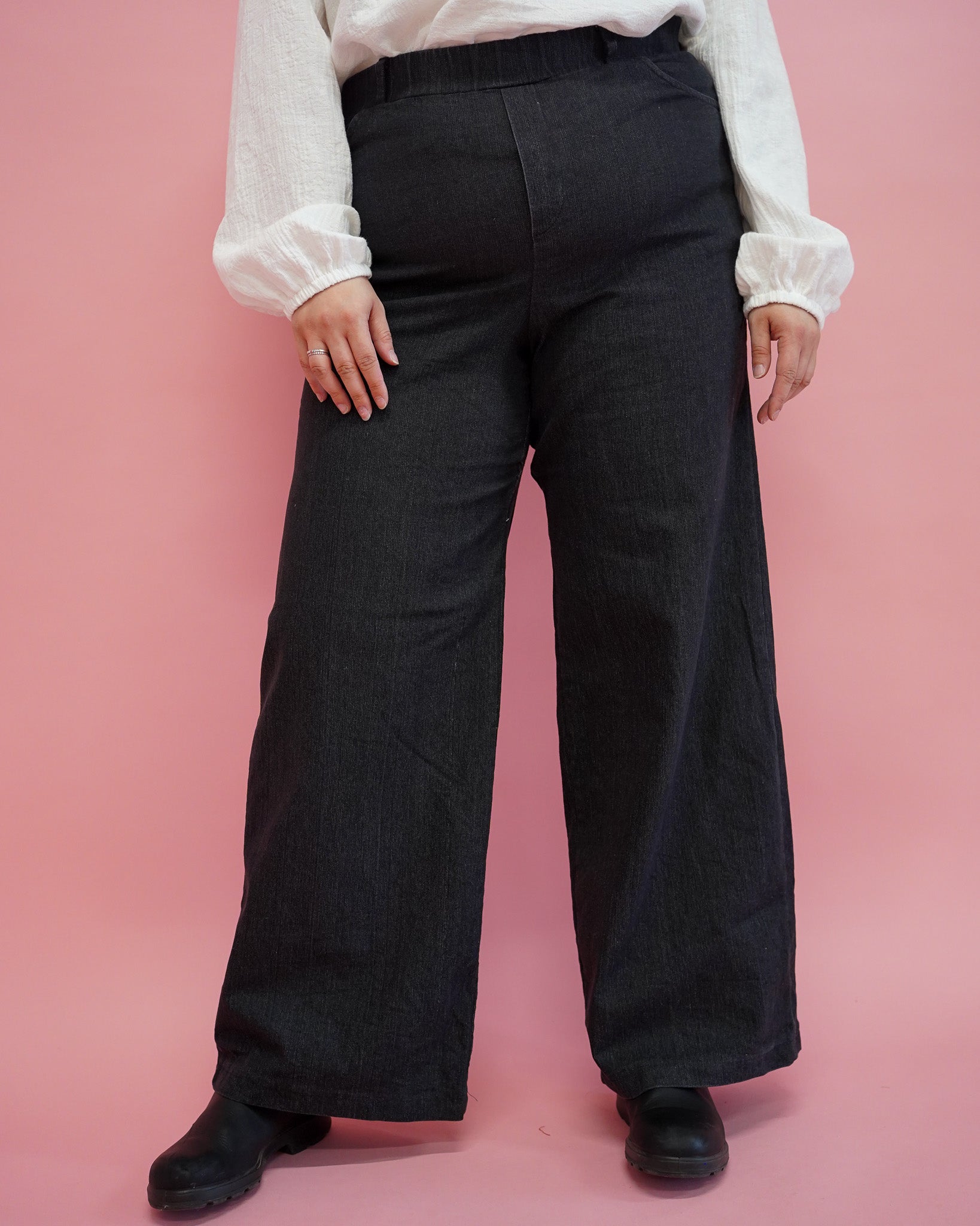 Jeans wide leg Jane | Black denim