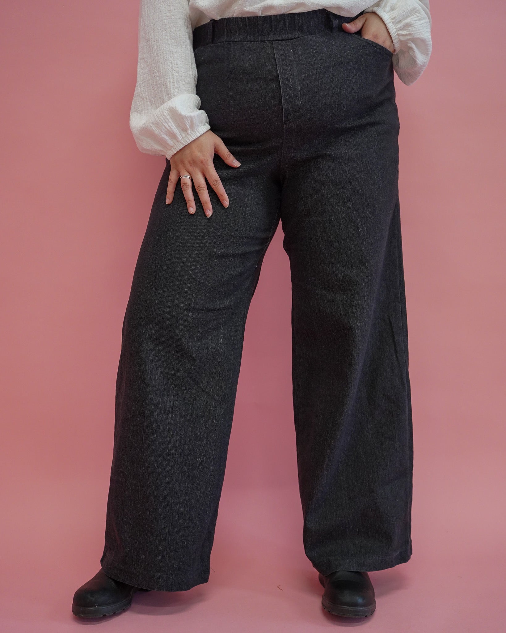 Jeans wide leg Jane | Black denim