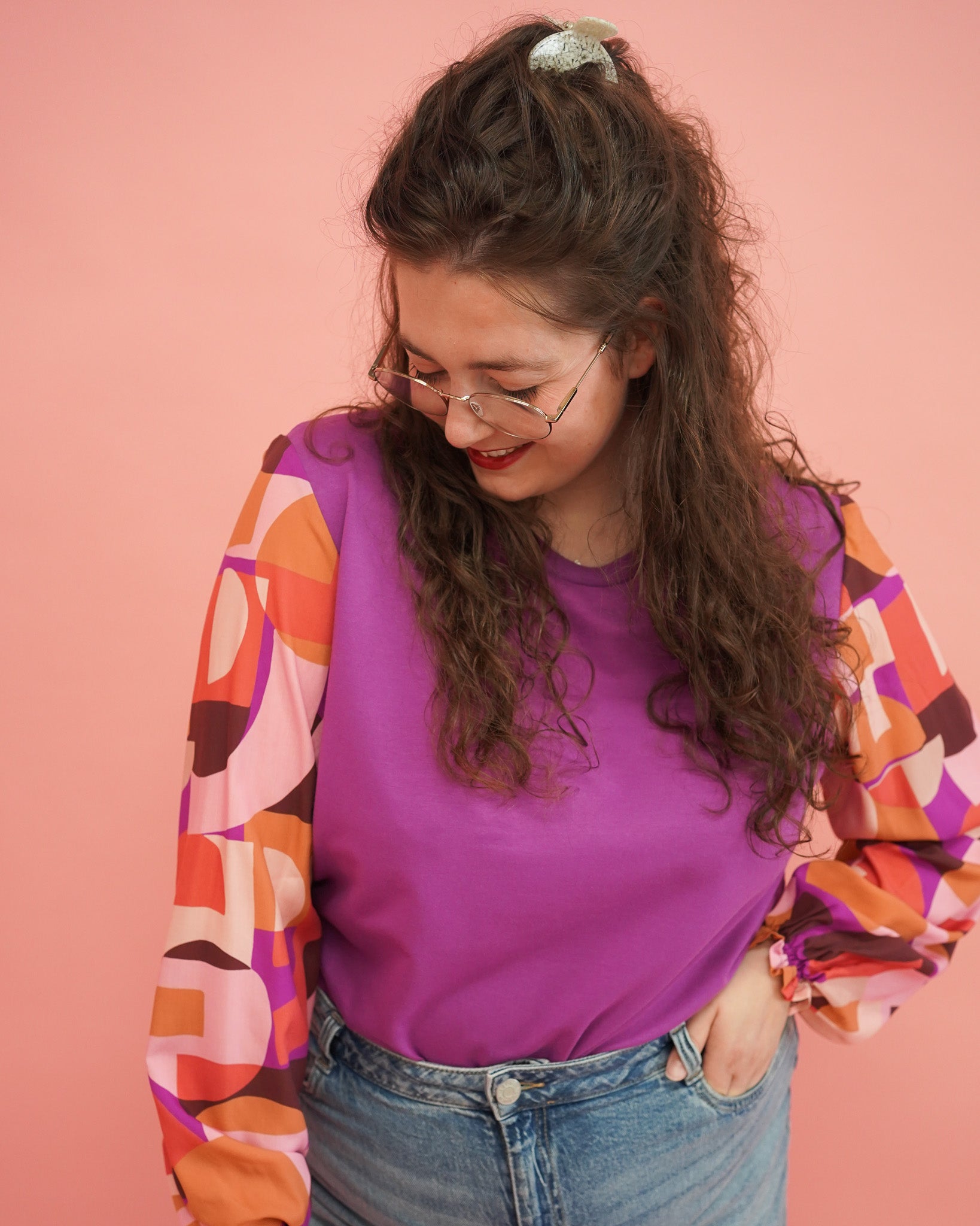 Top Vicky | Paars grafisch