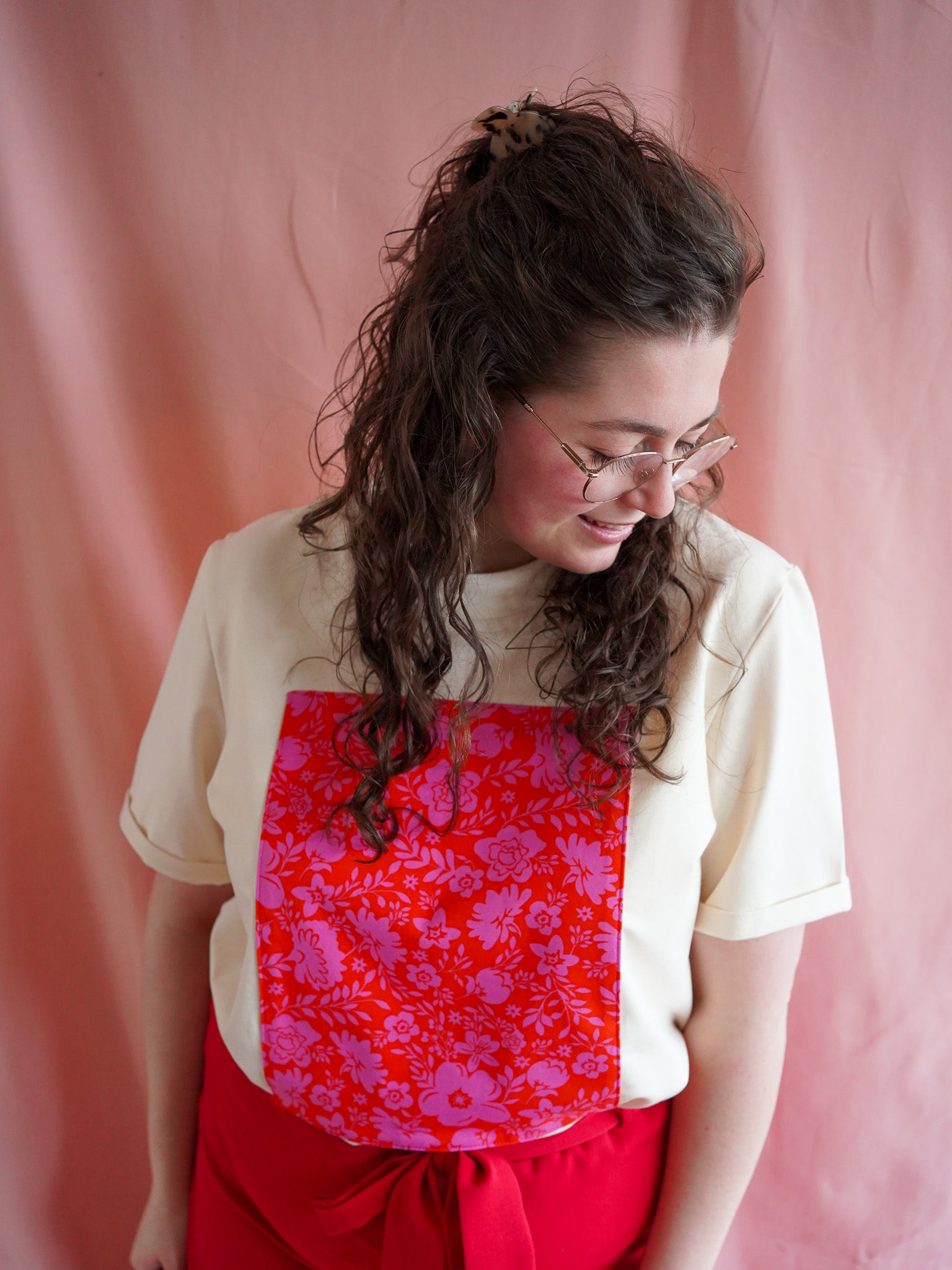 Nina (undyed+red/pink) top