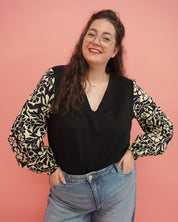 Top Vicky | Zwart bloemen