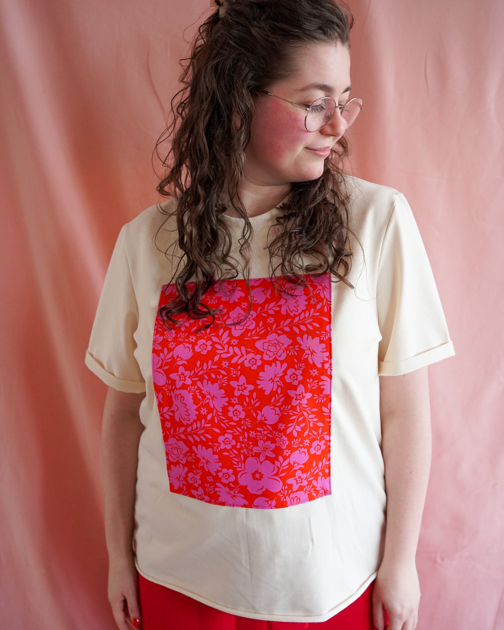 Nina (undyed+red/pink) top