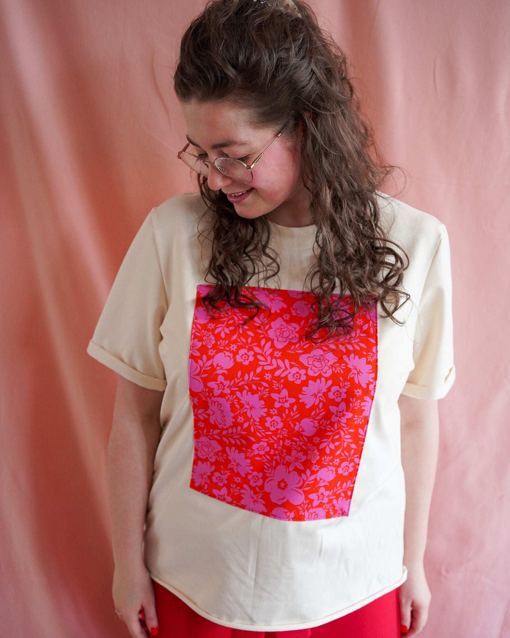 Nina (undyed+red/pink) top