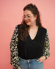 Top Vicky | Zwart bloemen