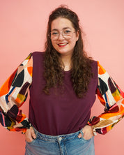 Top Vicky | Bordeaux grafisch