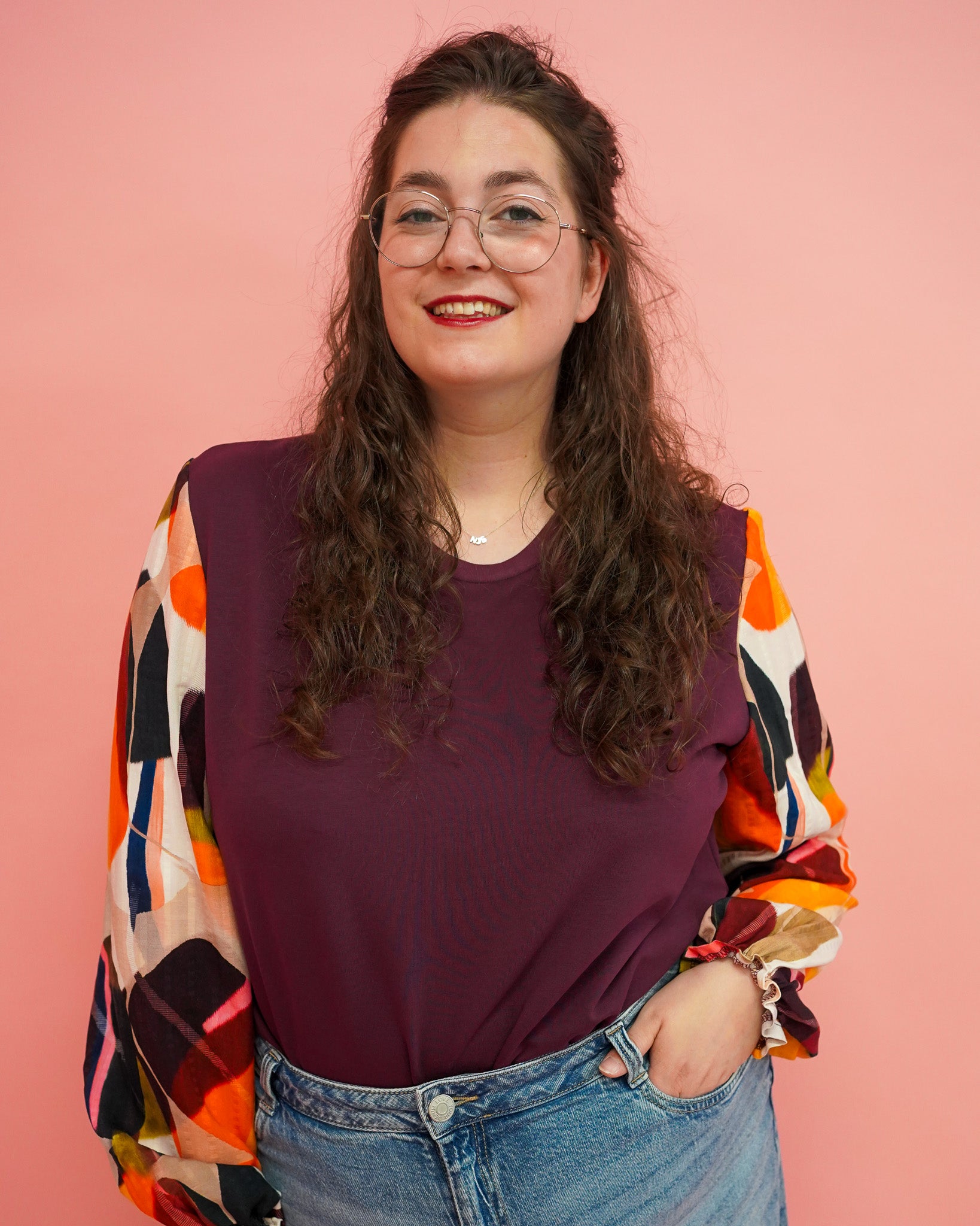 Top Vicky | Bordeaux grafisch