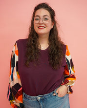 Top Vicky | Bordeaux grafisch