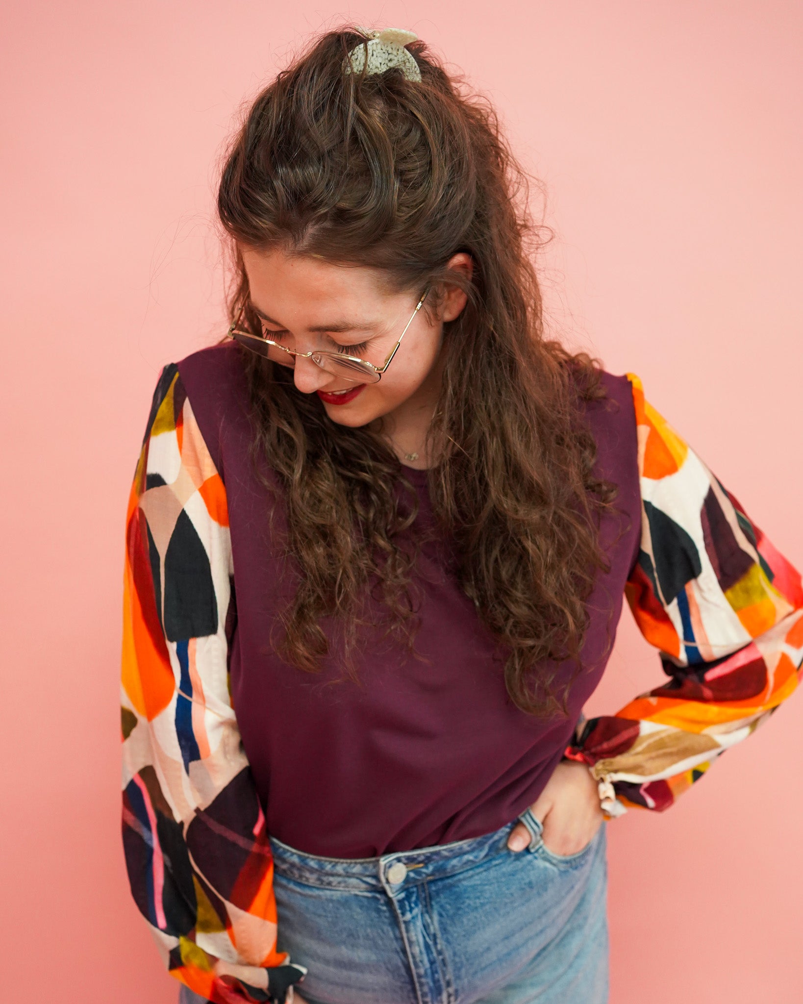 Top Vicky | Bordeaux grafisch