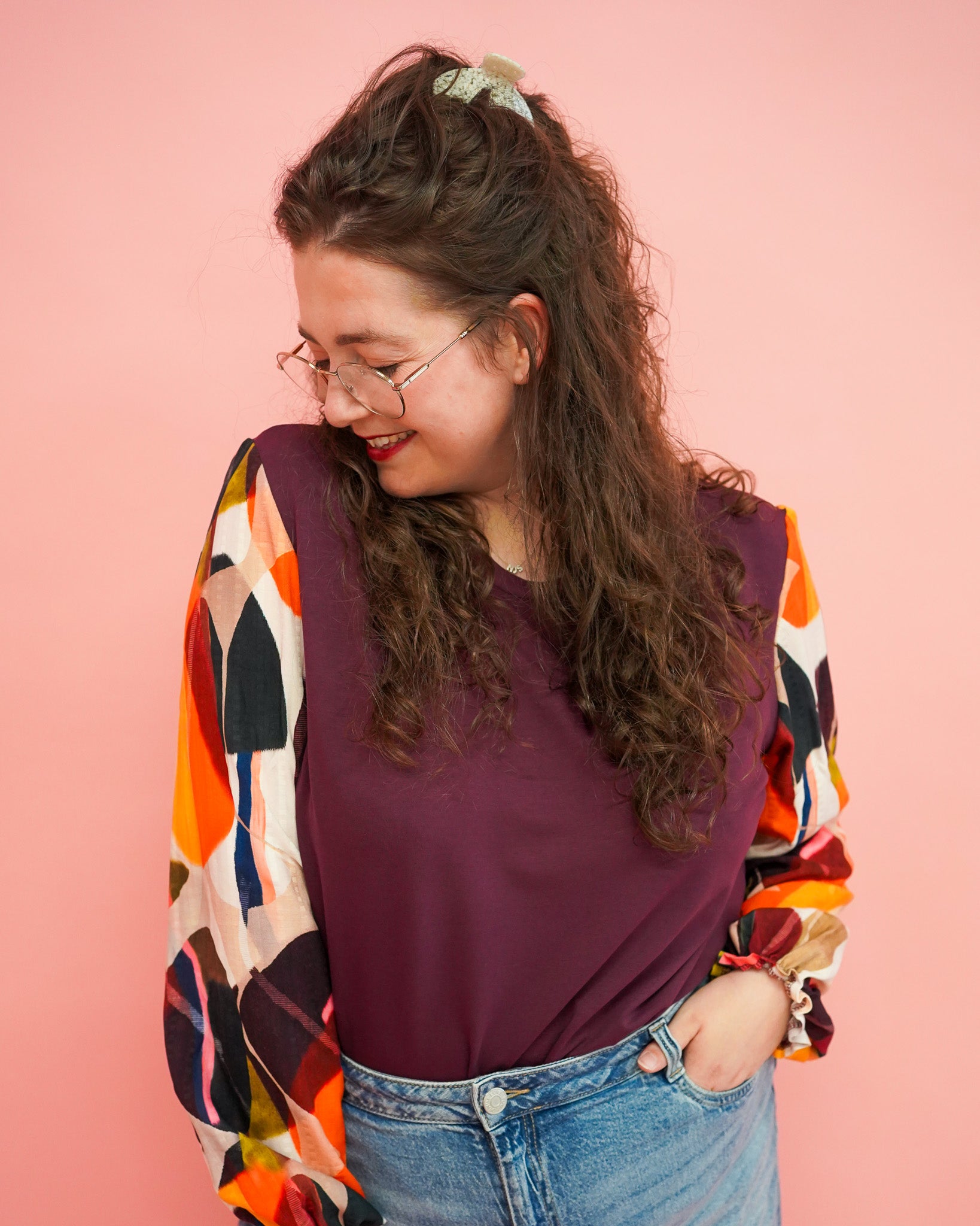 Top Vicky | Bordeaux grafisch