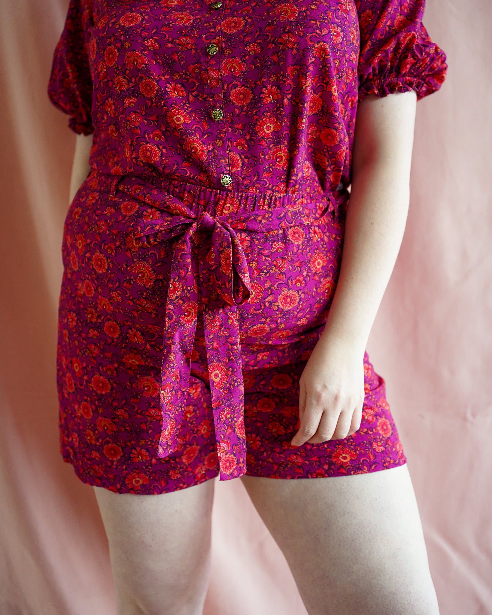Kathy short | red/purple flowers