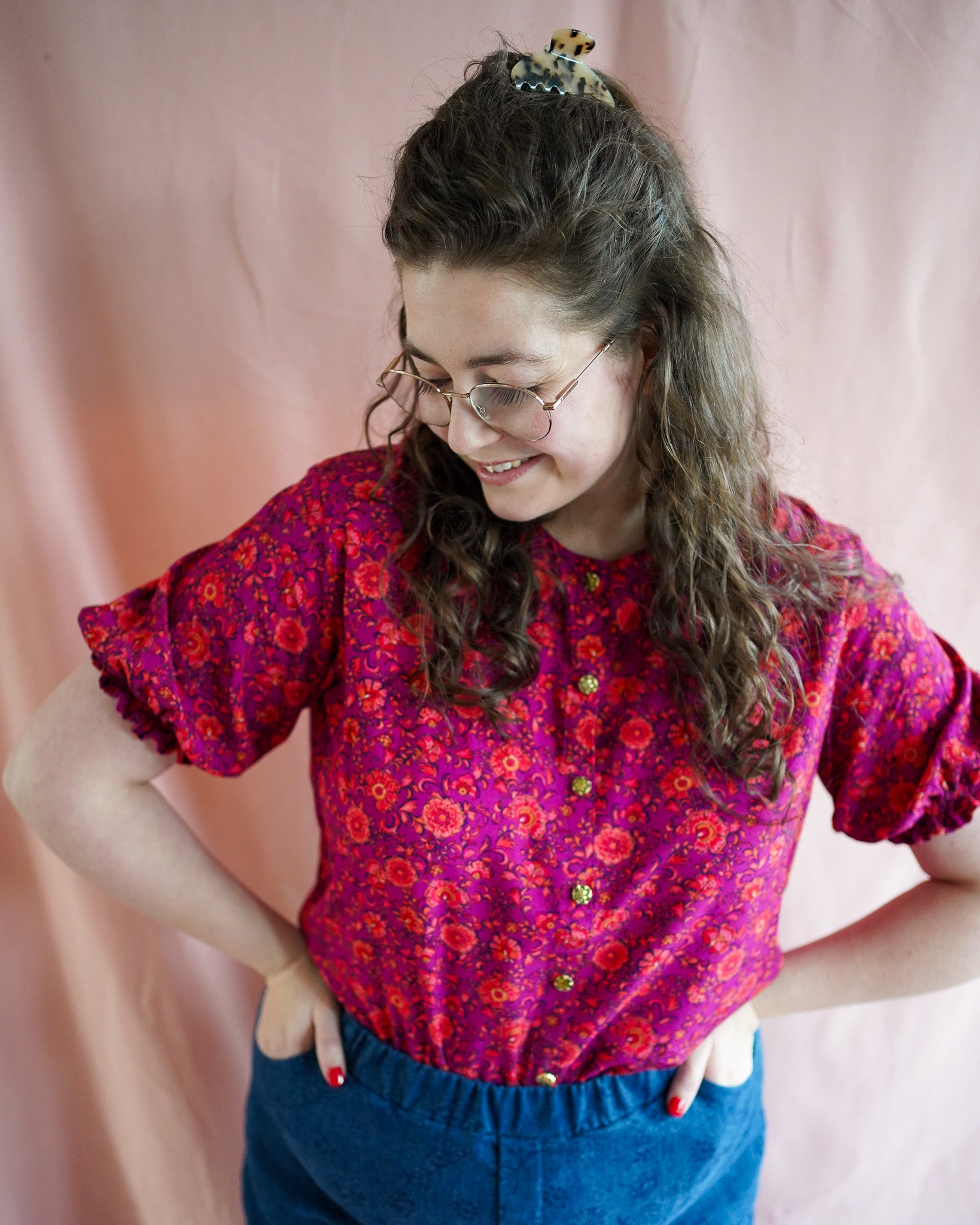 Ivy (red/purple flowers) blouse