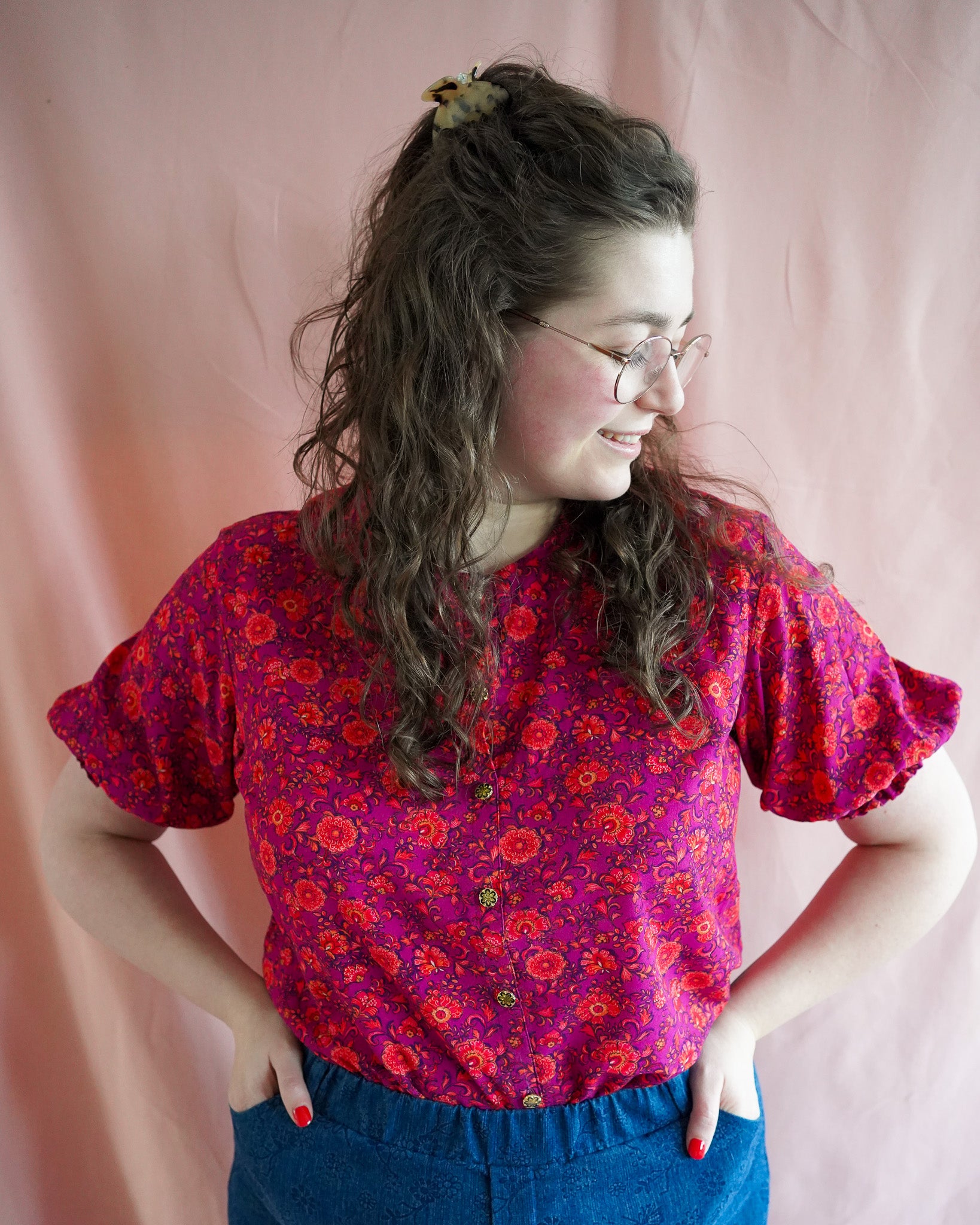 Ivy (red/purple flowers) blouse