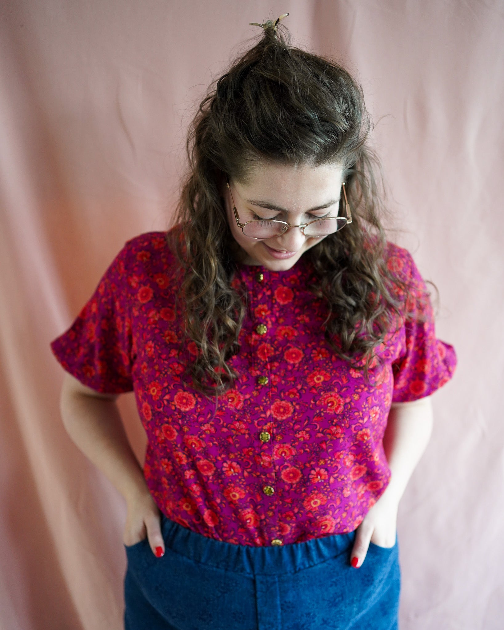 Ivy (red/purple flowers) blouse