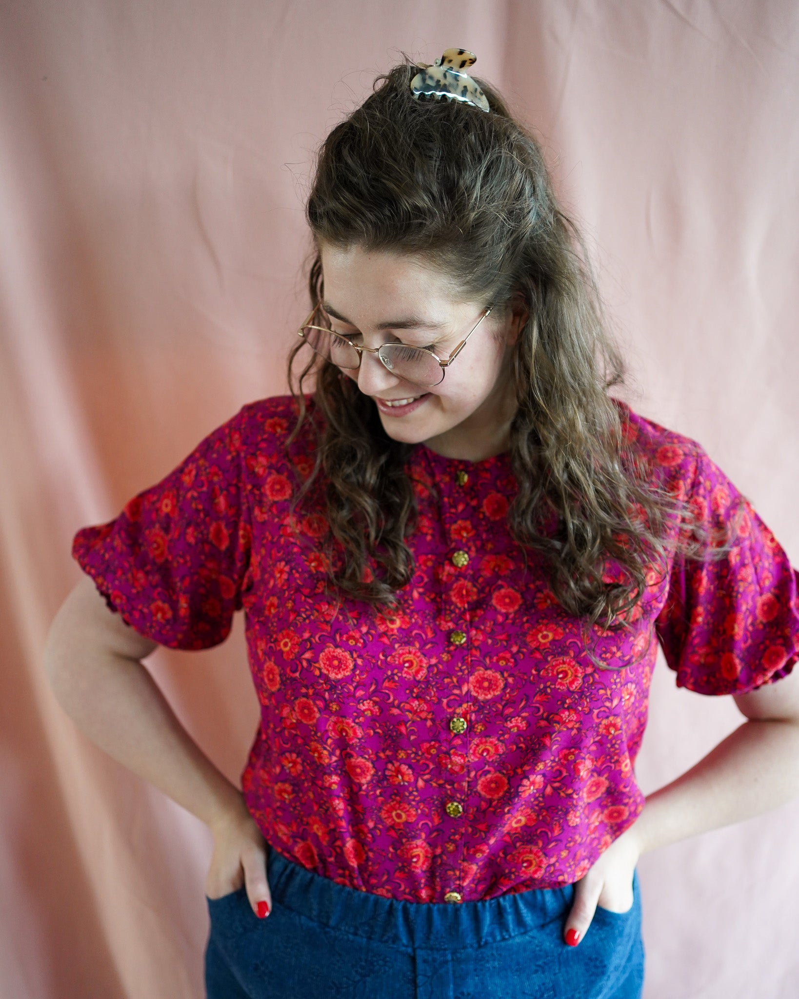 Ivy (red/purple flowers) blouse