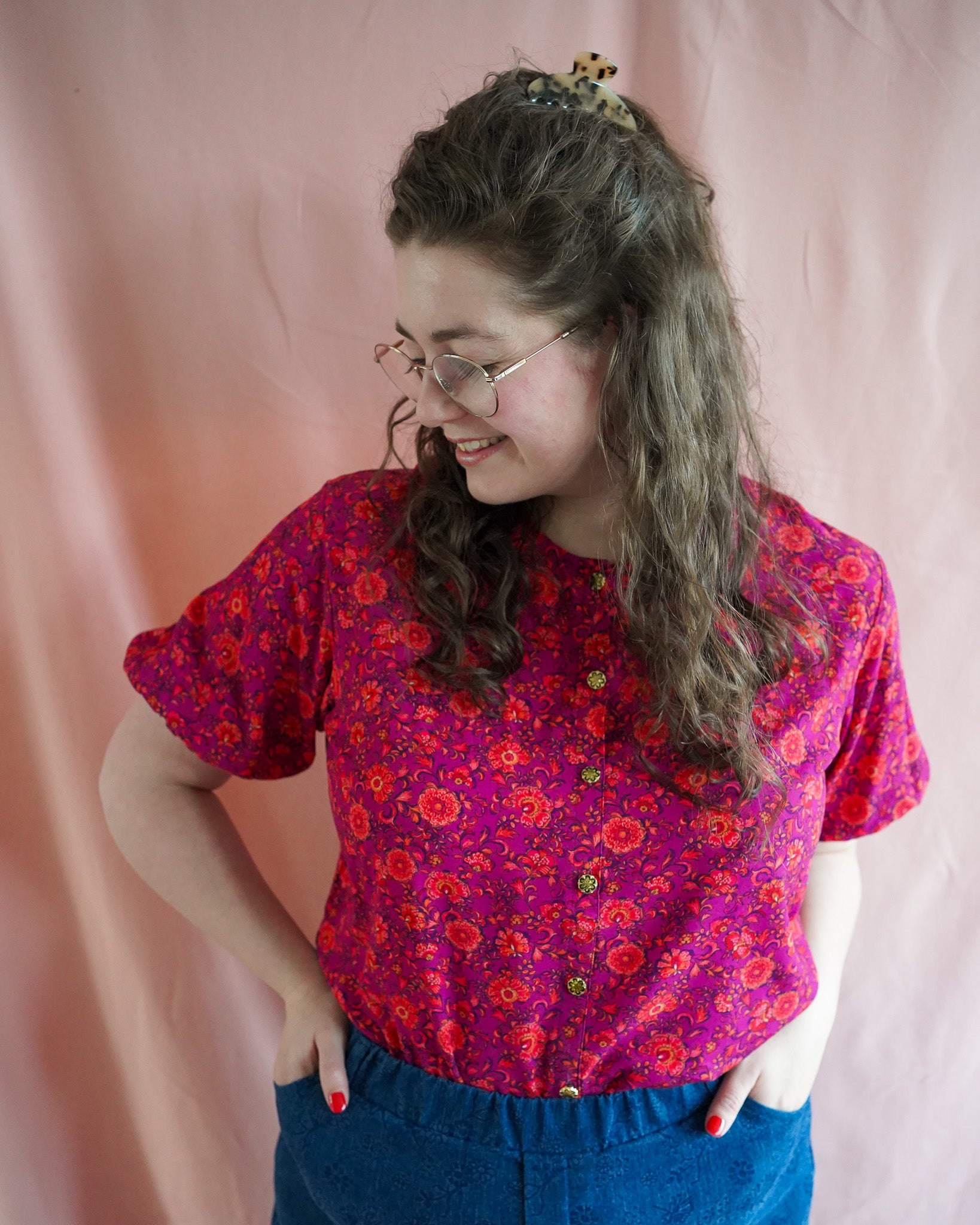 Ivy (red/purple flowers) blouse