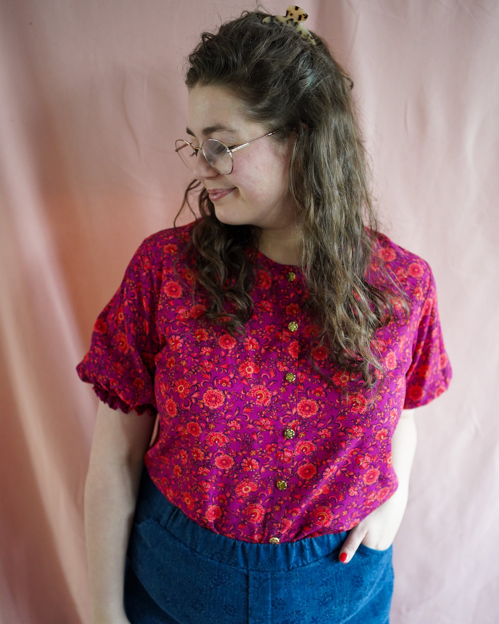 Ivy (red/purple flowers) blouse