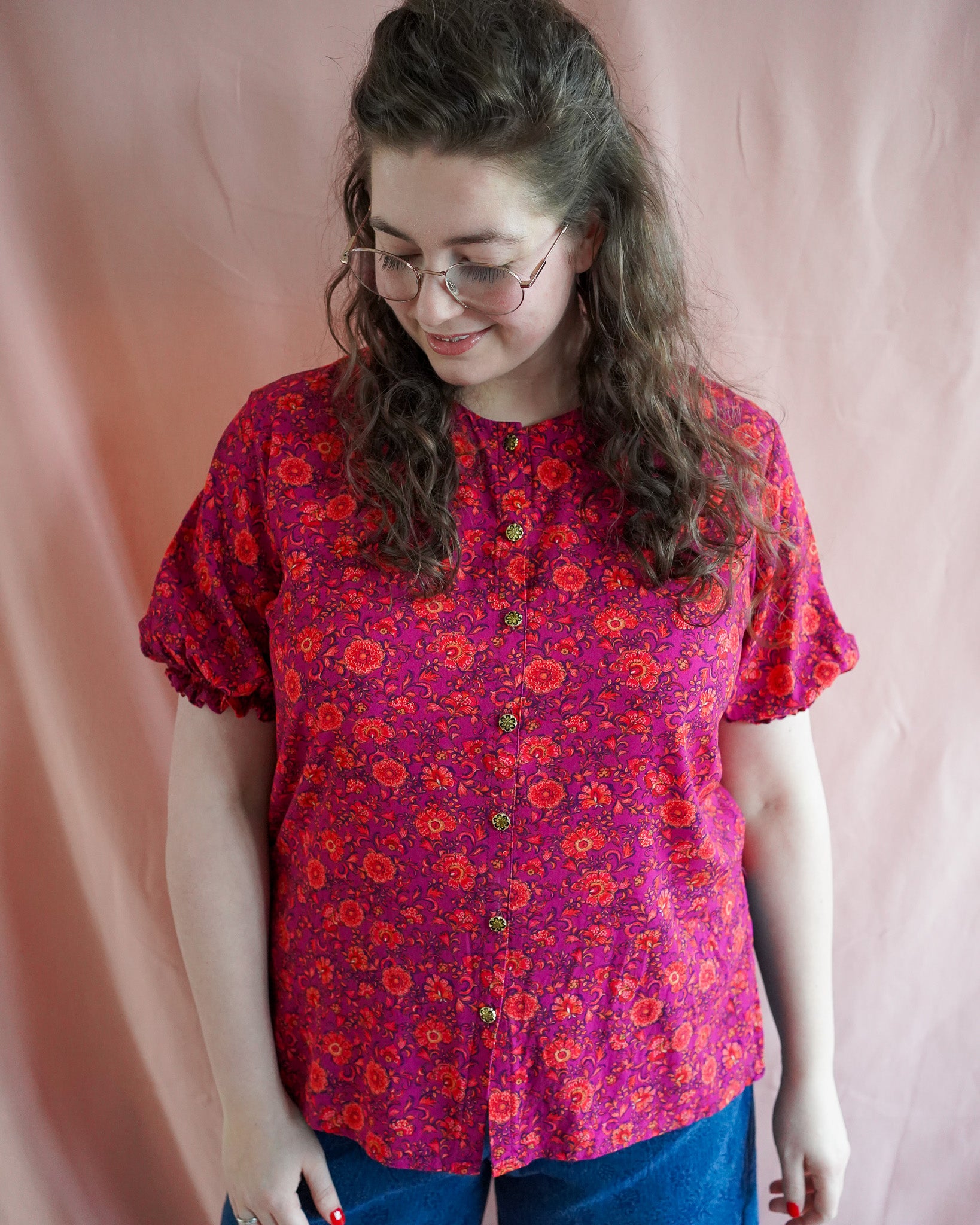 Ivy (red/purple flowers) blouse