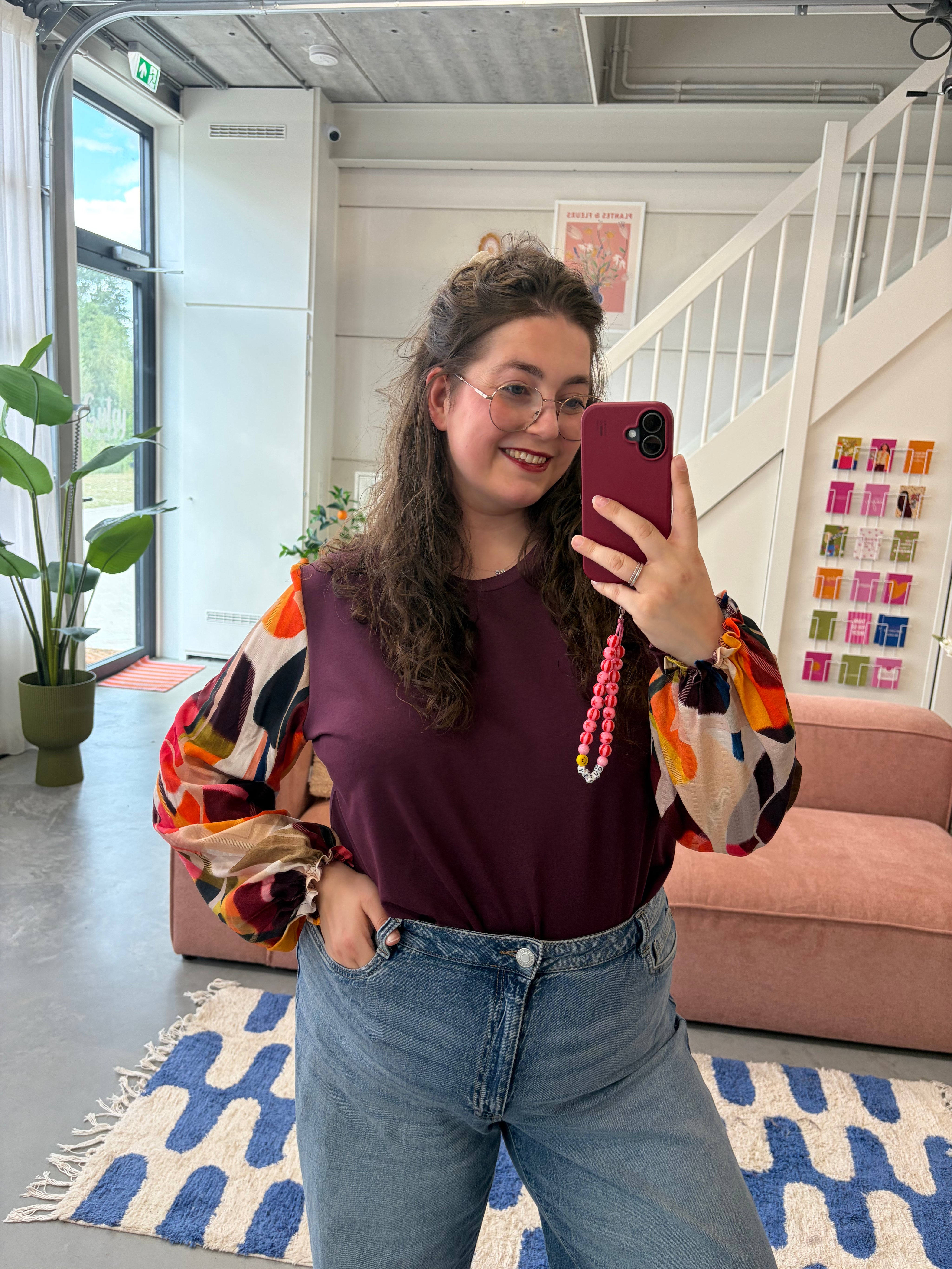 Top Vicky | Bordeaux grafisch