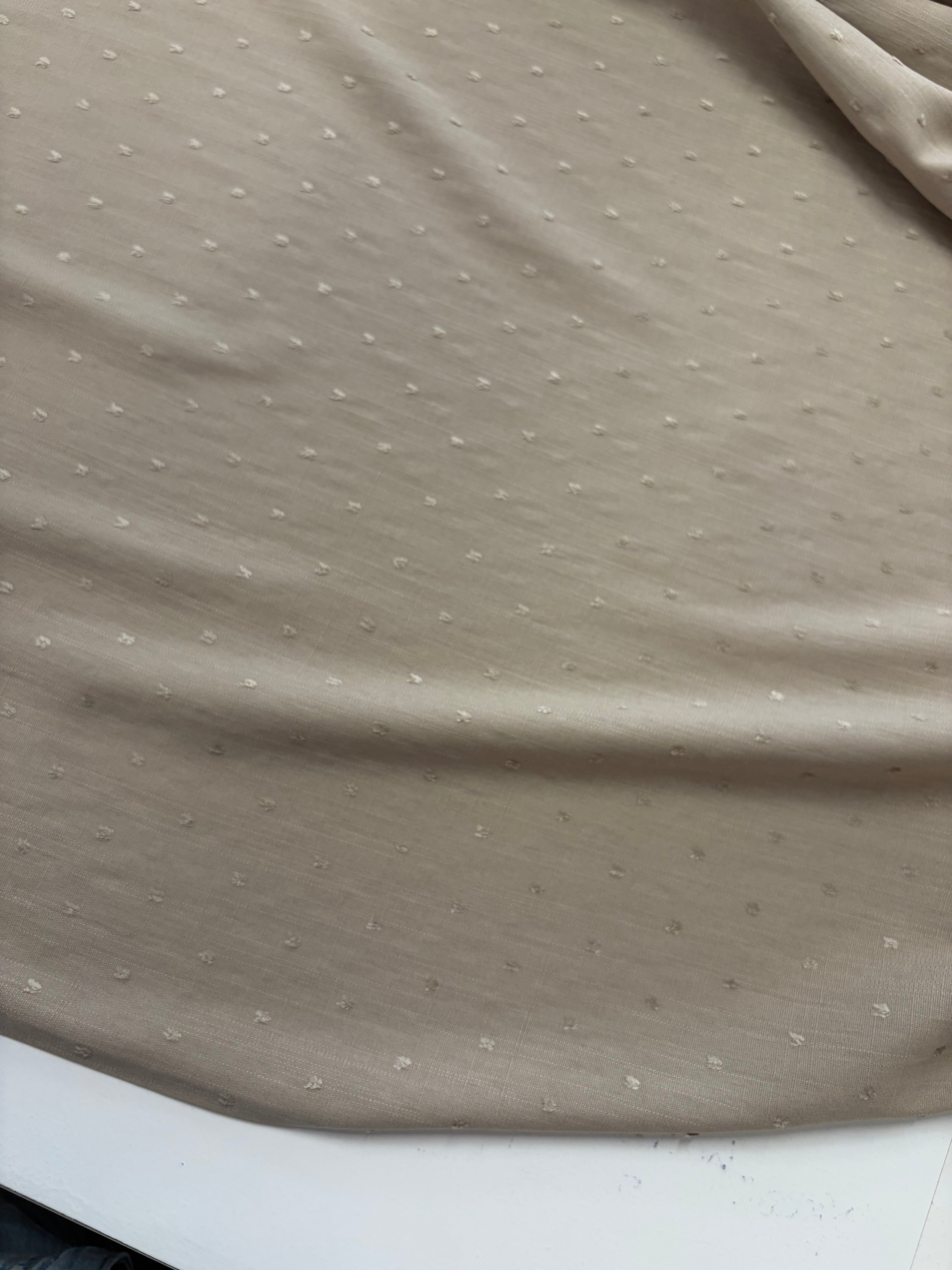 Coupon stof katoen stip taupe - 1,5 m