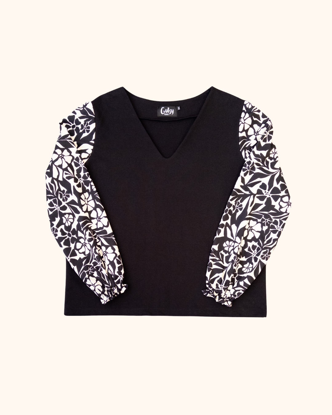 Top Vicky | Zwart bloemen