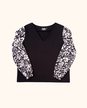 Top Vicky | Zwart bloemen